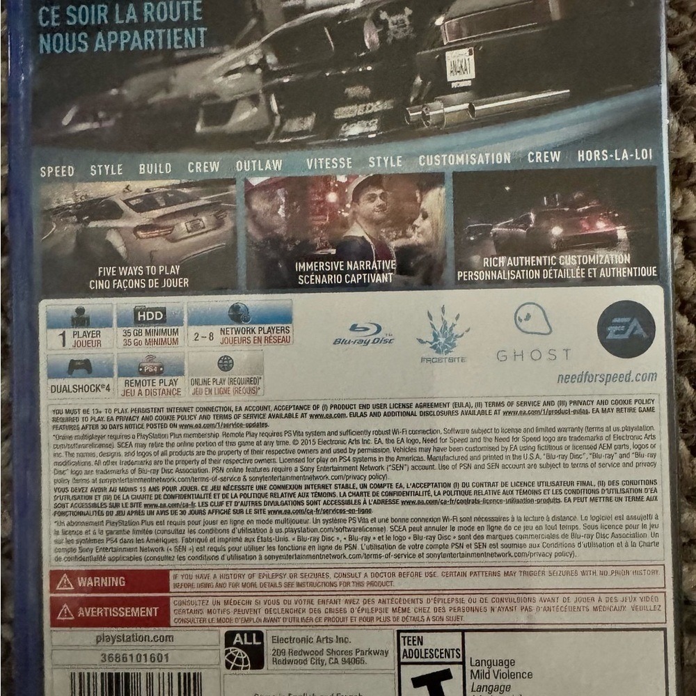Sony PS4 Need for Speed Game - Blue and Black - Picture 2 of 3